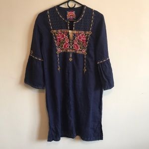 Johnny Was Linen flare sleeve tunic dress